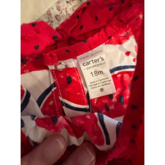 Bundle of 2 Toddler Girls Rompers Sz 18M Pink Cherry Red Watermelon - Picture 4 of 5